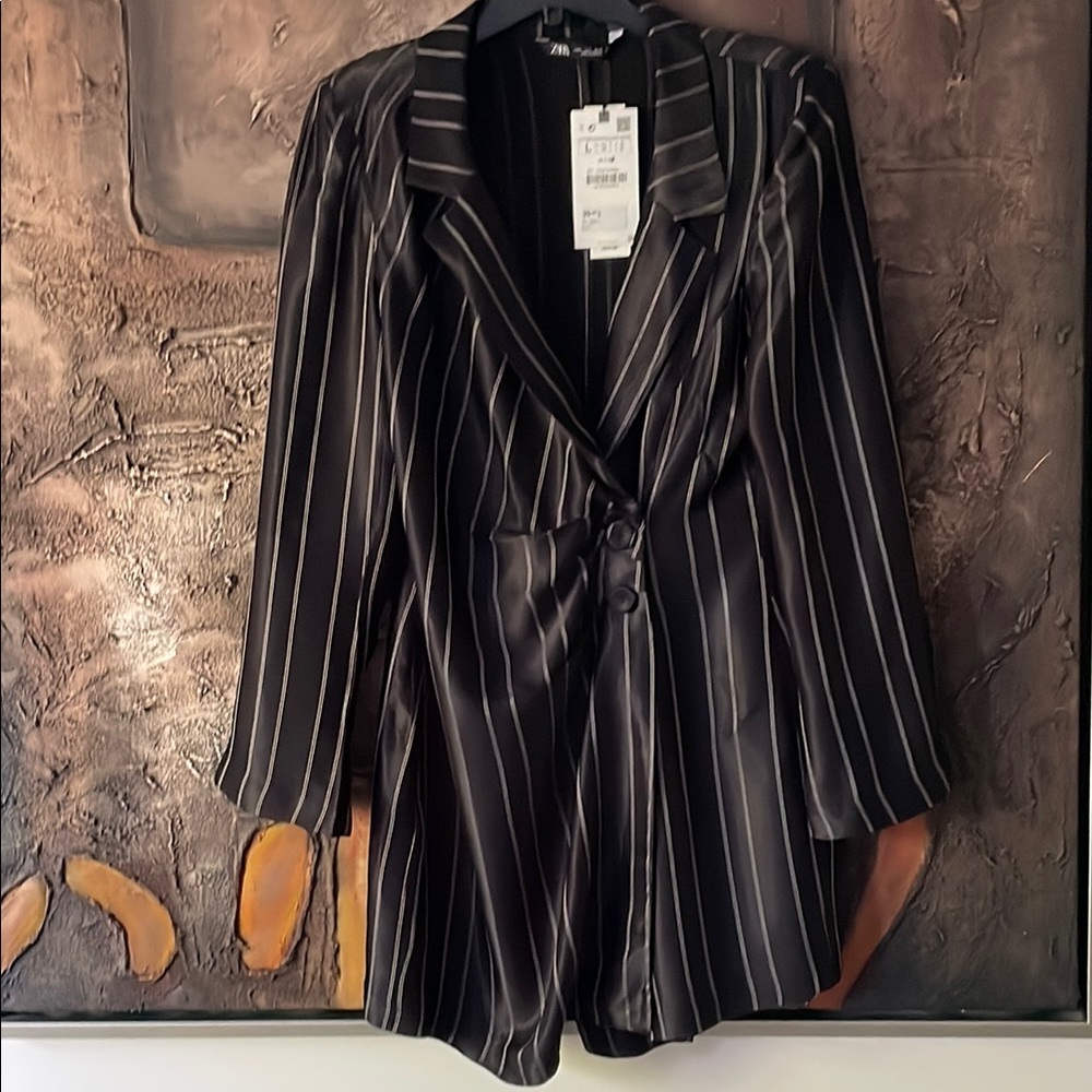 Zara Black Striped Women's Blazer